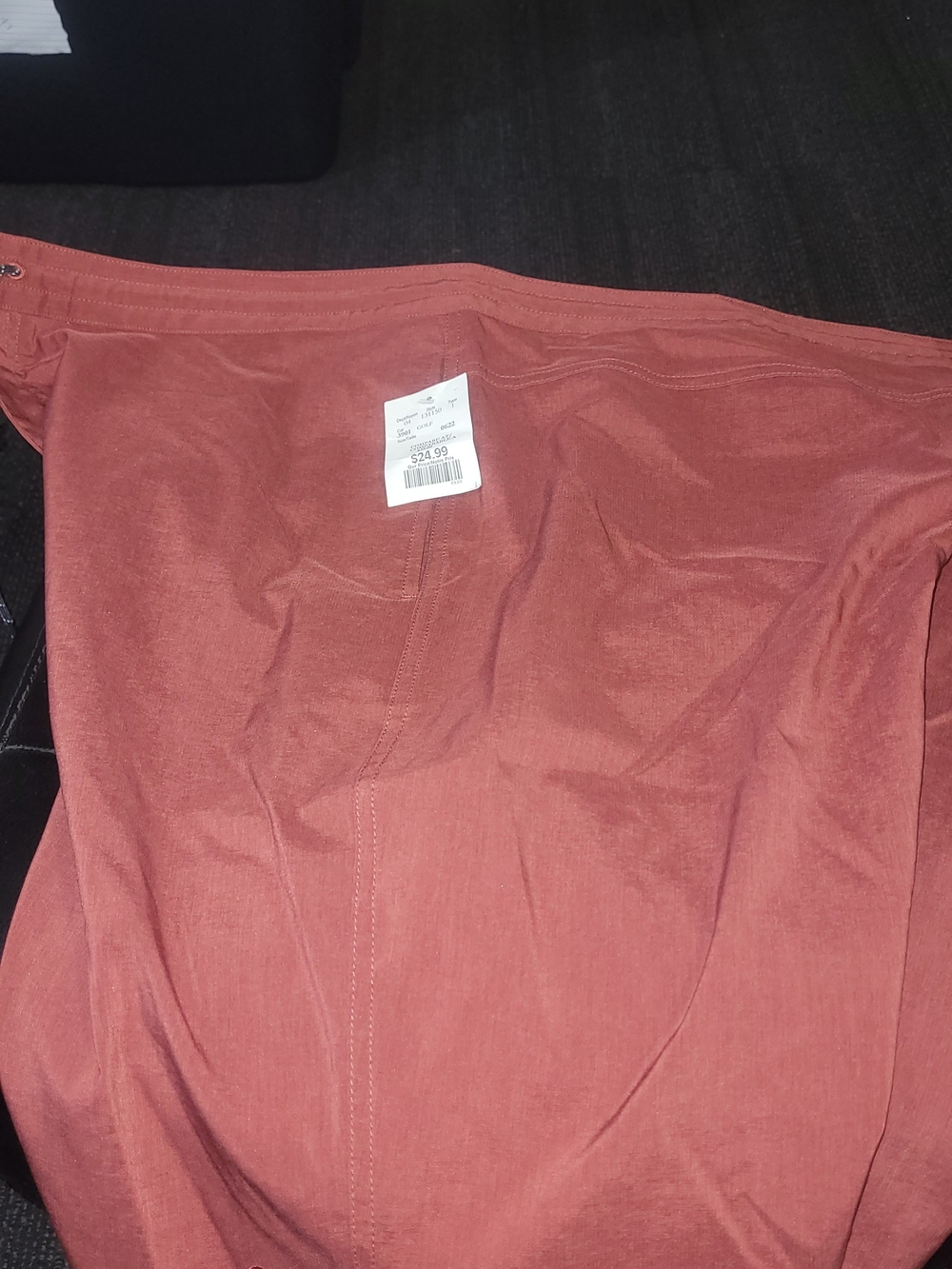 Men's Rust Red Drawstring Swim/Board Shorts - Picture 11 of 15